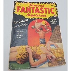 Vintage Famous FANTASTIC Mysteries magazine, SCI-FI Rebirth Human Pulp Art 1941‎